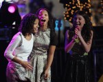 Announcing the winners, Chloe and Halle Bailey with runner up Elle Winter