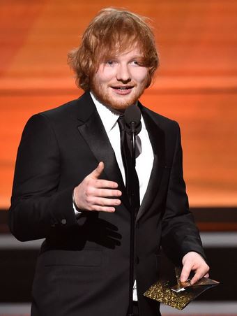 ed sheeran accepts the grammy for song of the year